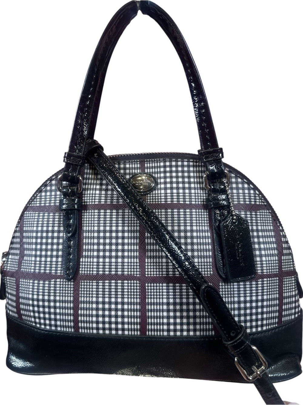 Coach Peyton Cora Domed Glen Plaid Crossbody Bag Like New - Picture 15 of 15